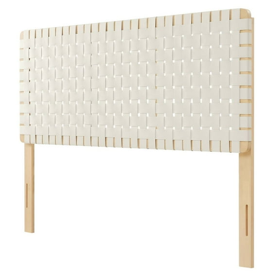 Headboard, Queen Size, Natural Beige, Vegan Leather, Bedroom, Modern Contemporary HB36764
