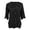 A-Black321, variant on Women's Blouses V Neck Chiffon Shirts 3/4 Length Sleeve Tops With Ruffle Trim And Flared Cuffs Elegant Office Blouses