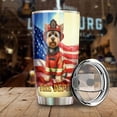 thumbnail image 3 of Firefighter Yorkshire Terrier Hero Rescue Fire Dept Fireman USA Flag 20oz Stainless Steel Tumbler Insulated Cup with Lid Yorkie Dog Lover Gifts - 02026, 3 of 5