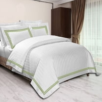 400TC Cotton Sateen Triple Edge Embroidery Stripe Duvet Cover Set
