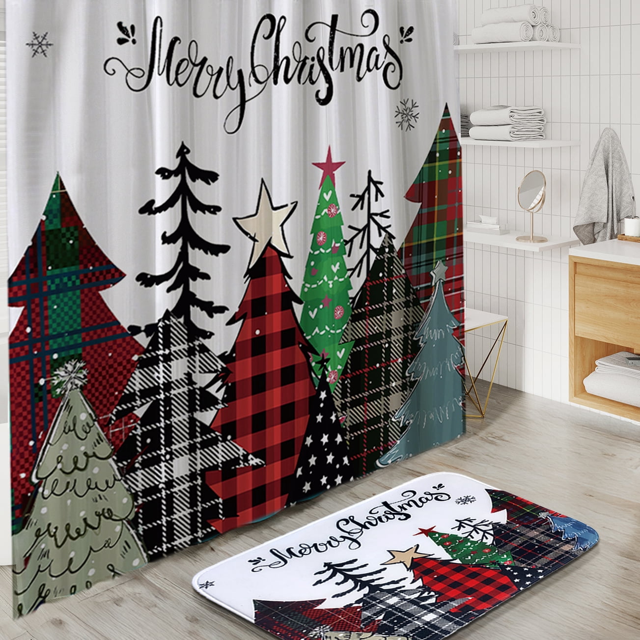 Hearth & Harbor 23 Piece Bathroom Accessories Set, Christmas Bathroom Decor Set with Bathroom Rugs