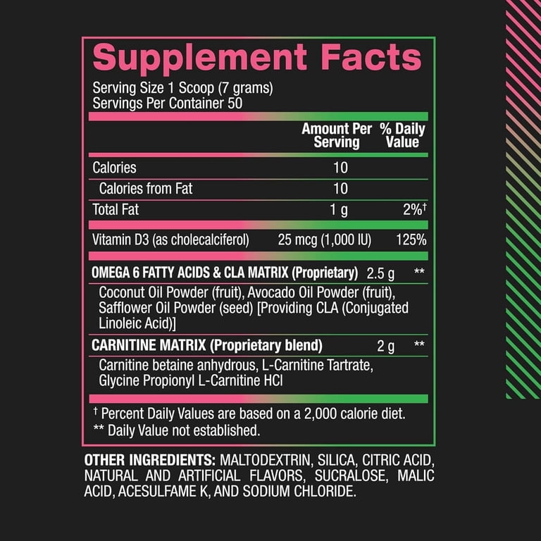 BPI Health CLA + Carnitine - Fat Burner Powder, Non-Stim Weight Loss  Formula, Watermelon Freeze, 50 Servings