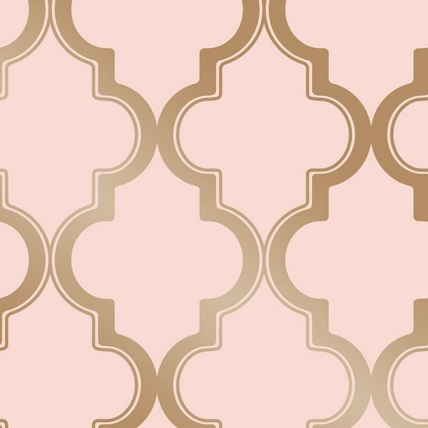 Tempaper Marrakesh Peel-and-Stick Wallpaper Pink & Metallic Gold