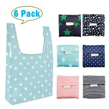 TRARIND 6 Pack Reusable Grocery Bags Grocery Tote Folded into Attached Pouch, Ripstop Polyester Shopping Bags, Washable, Durable and Lightweight