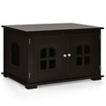 thumbnail image 2 of Costway Arenero para Gatos Casita-Mesita de Noche para Animales con Dobles Puertas y Ventanas Entrada Casita Decorativa Café 81 x 53 x 49 cm, 2 of 10