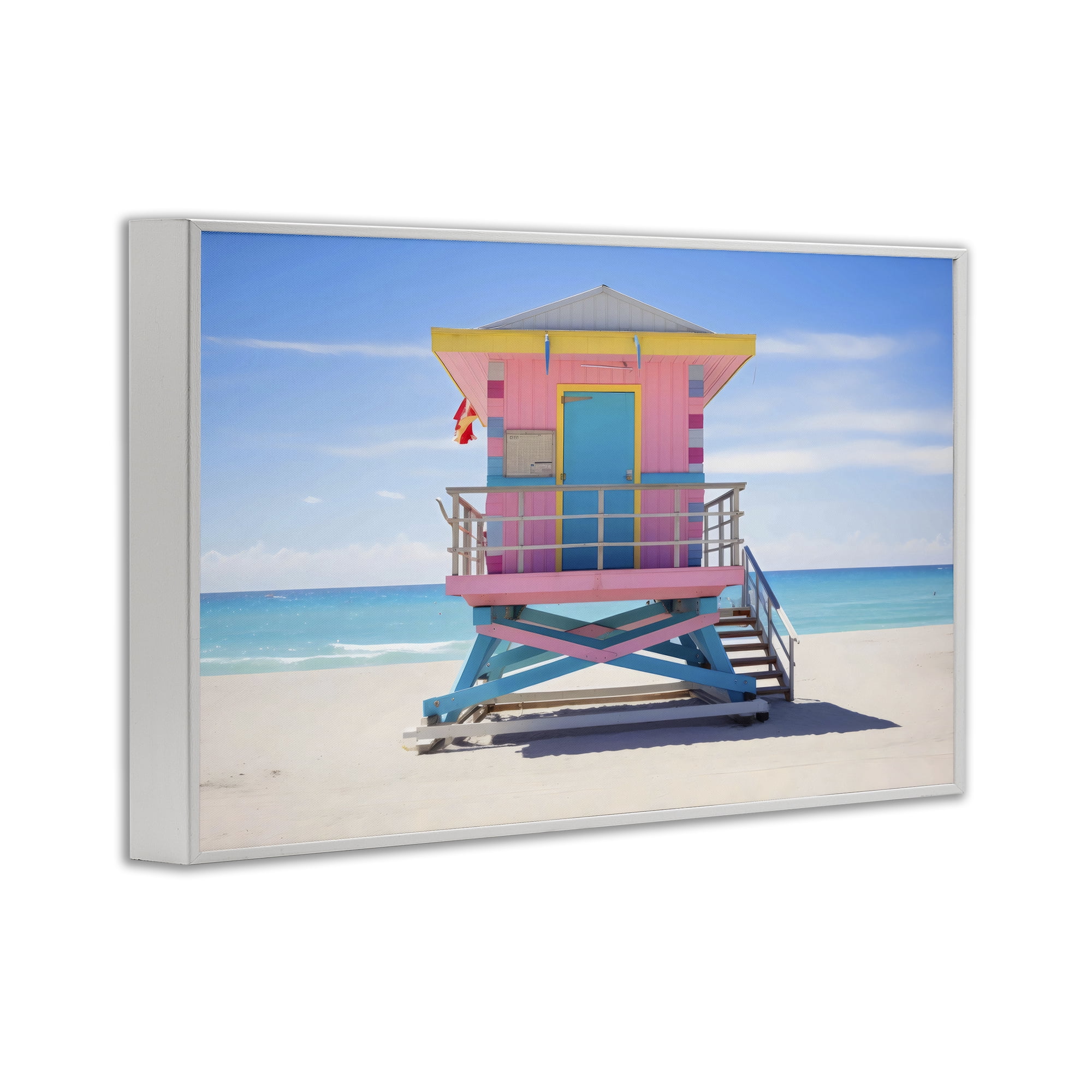Stupell Industries Pastel Lifeguard Hut on Beach White Framed Giclee Art, design by Creative Studio