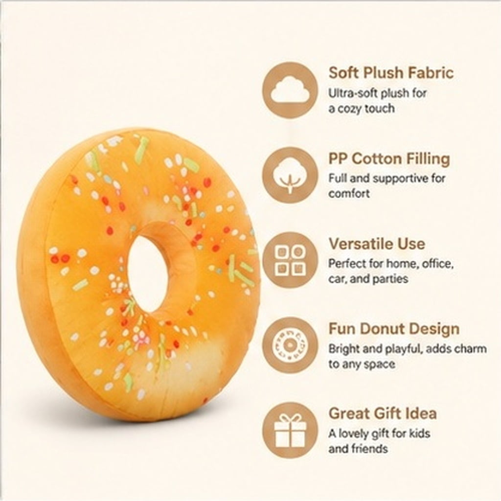 YUYUETIME Donut Pillow 40cm Plush PP Cotton Seat Cushion for Home Decor