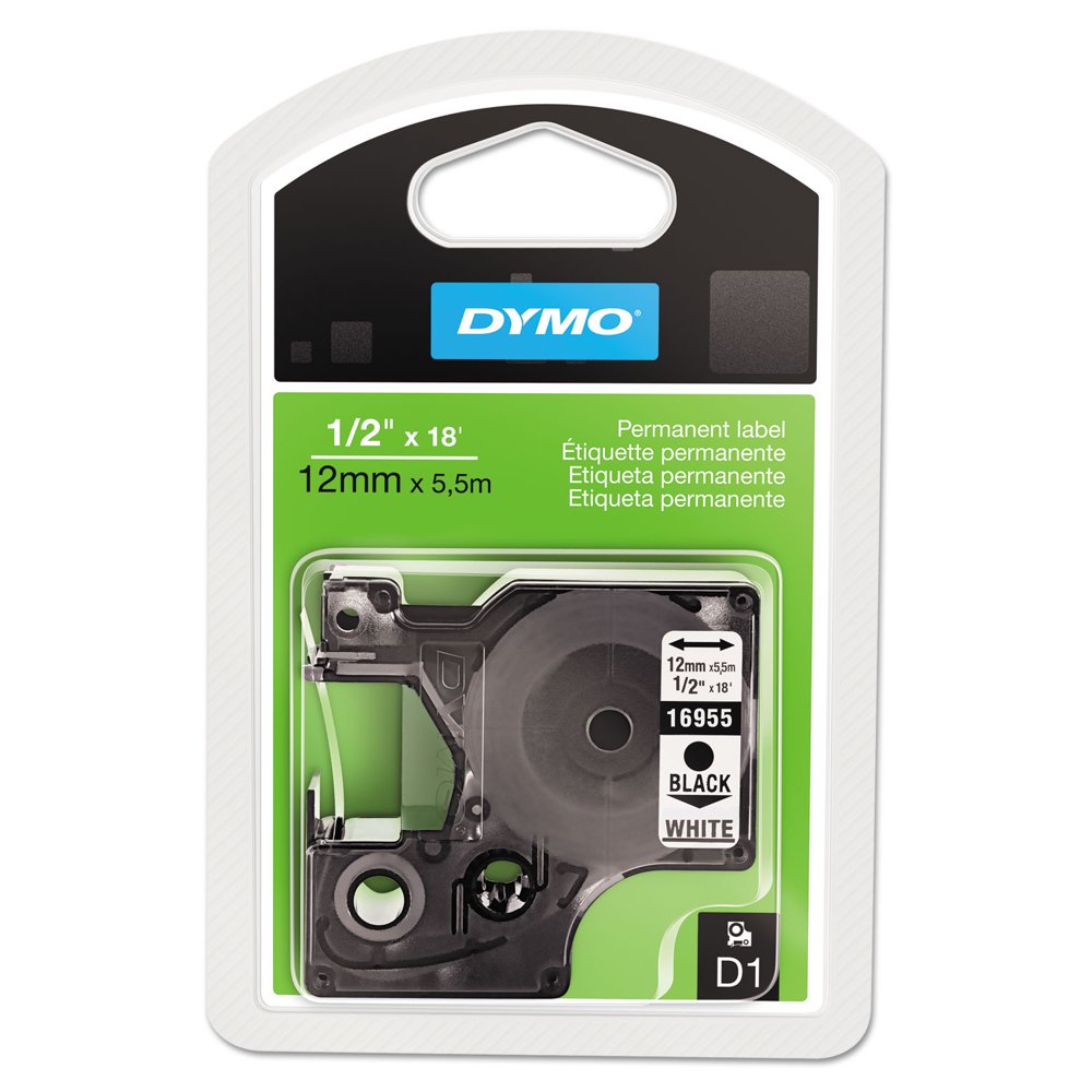 Dymo D1 Highperformance Polyester Permanent Label Tape, 0.5" X 18 Ft