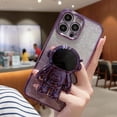 thumbnail image 2 of Electroplated Gradient Glitter Astronaut Case with Astronaut Hidden Stand, Drop Proof, Glitter Paper for iPhone 15 14 13 12 11 Pro Max Mini XS XR X 7 8 SE Phone Case (Dark Purple,iphone 13 mini), 2 of 8