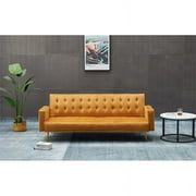Kingway Furniture Jeffery Velvet Convertible Sofa in Ginger