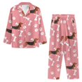thumbnail image 3 of Renewold Dachshund Dog Paw Bones Pajamas for Spring Fall Winter Pink Pjs Set Loose Long Sleeve Button Shirt & Pants Buttom 2 Pack Casual Life Indoor Outfits Soft Nightwear for Women,Size 3XL, 3 of 6