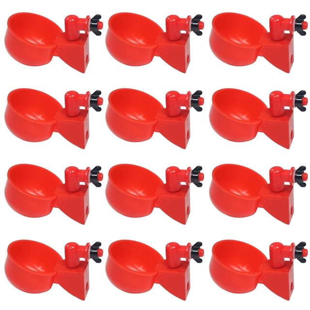 12 Uds. Taza de agua para pollo, dispensador de agua colgante para pollo, suministros de alimentación de plástico