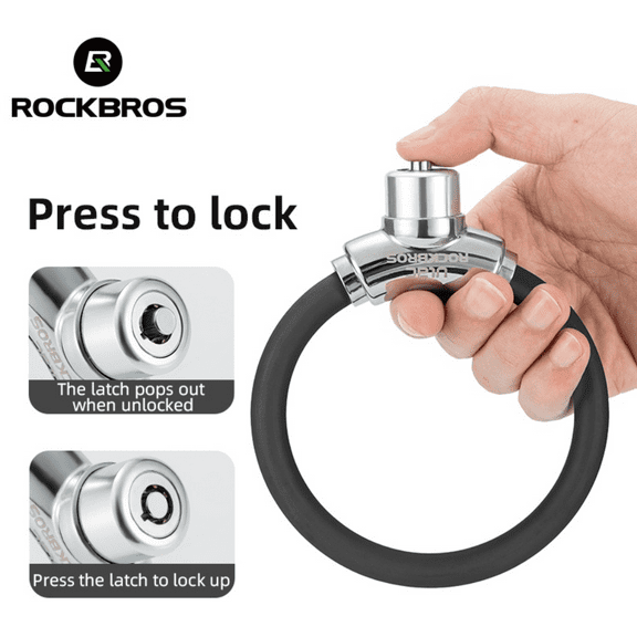 ROCKBROS Bicycle Lock Cable Lock Portable Press Lock for Cycling Security