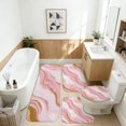 thumbnail image 2 of Pink and Gold Marble Pattern Bathroom Rug Set 4 Piece,Includes Contour,Lid Cover,Bath Mat,Non-Slip Extra Soft Absorbent Washable, 2 of 5