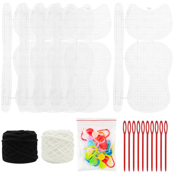 Plastic Canvas Sheets Kit for Cross Stitch, with Saddle Bags, Yarn Rolls, Knitting Needles, Stitch Markers, 42 x 28 cm