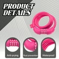 thumbnail image 3 of MELIVO Bike Lock,47.24" Motorcycle Lock,Cable Bicycle Lock Scooter Locks Anti Theft,Pink, 3 of 7