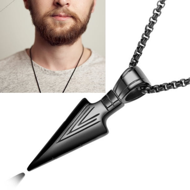 Collar Para Hombre PAURO - Colgante Punta De Flecha/Lanza En Acero Inoxidable, Multicolor, Cadena 21.6 Pulgadas