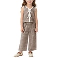 thumbnail image 2 of Amidoa Girls Summer Outfit Sets 2 Piece T-Shirt Tank Top and Casual Pants Set Kids Clothing Sets Brown Size 3T, 2 of 9