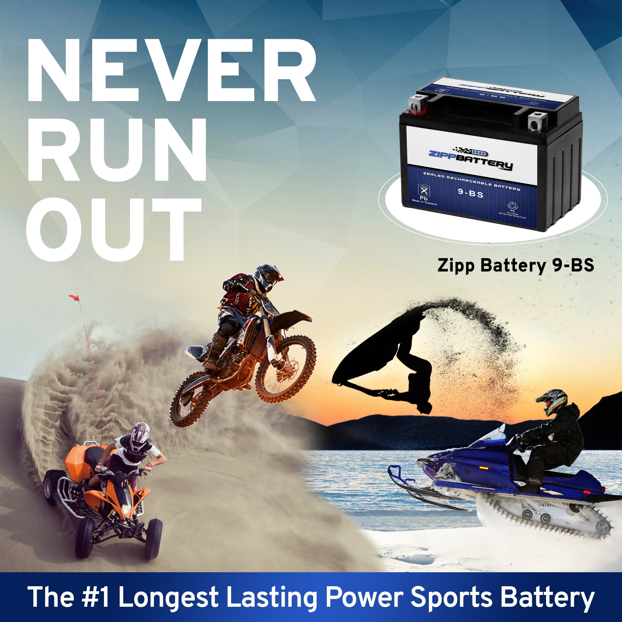 Zipp Battery Ytx9-bs (9-bs 12 Volts,8 Ah, 120 Cca) Motorcycle Battery for Suzuki Gsx600f Katana 600cc 98-'06