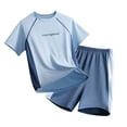 thumbnail image 4 of ITSAME Boys Girls Athletic Outfits 2-Piece Short Sleeve Top and Shorts Set Kids Quick-Dry Sportswear Blue Size 14, 4 of 7