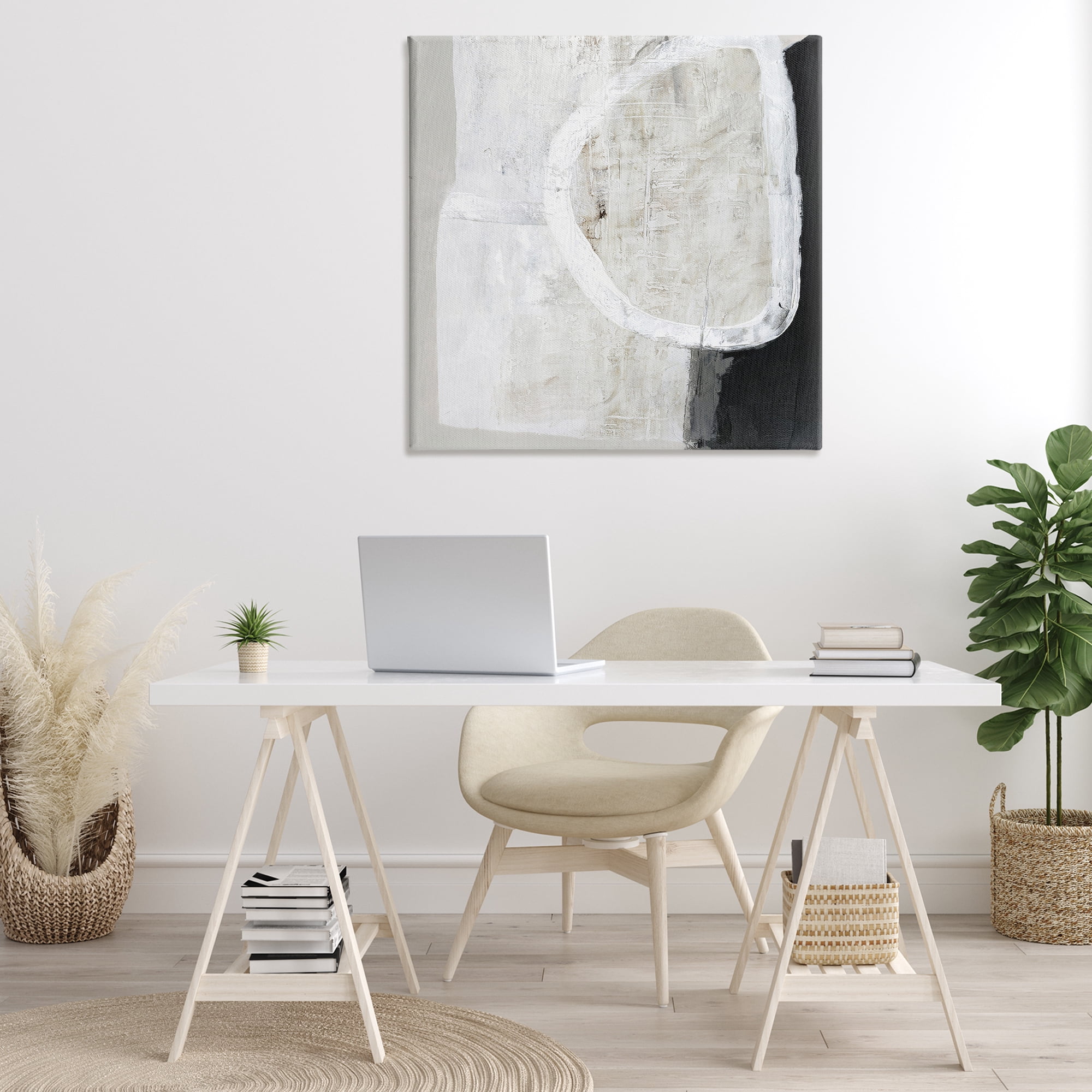 Stupell Industries Modern Neutral Abstraction Abstract Painting Gallery Wrapped Canvas Art Print Wall Art, 36 x 36