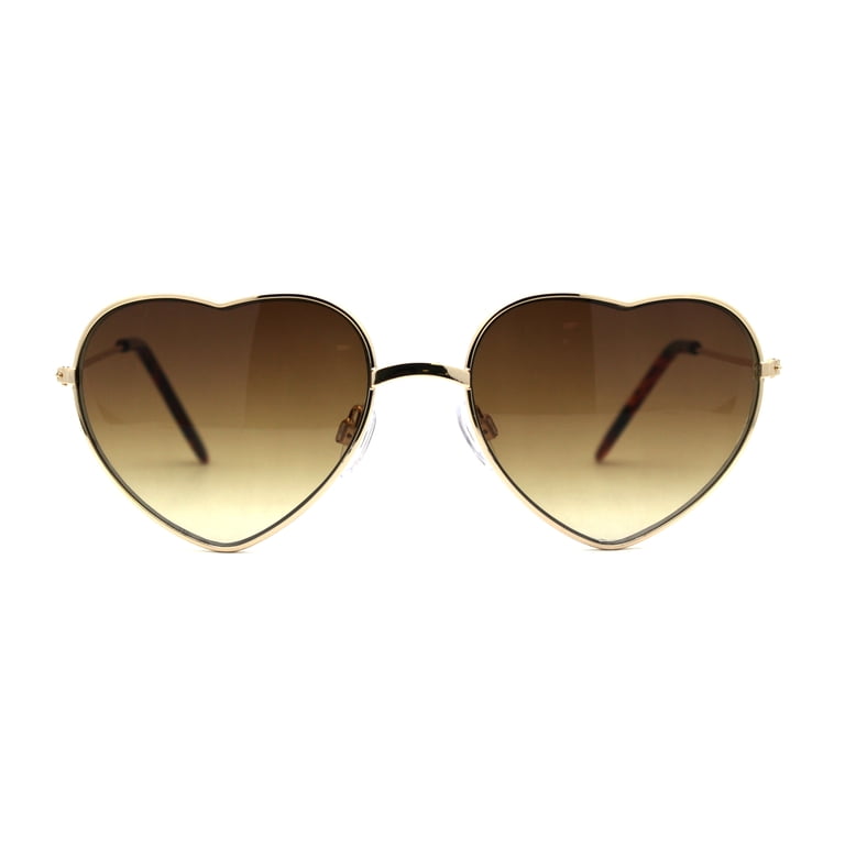 Metal Frame Heart Shape Sunglasses Gold - Walmart.com display picture 3