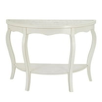 Pemberly Row Antiqued Carved Transitional Wood/Glass Console Table in White