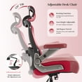thumbnail image 5 of WOSDOM Big and Tall Mesh Office Desk Chair 500 lb, Ergonomic Executive Chair with 3D Flip up Arms, Heavy Duty Computer Chair, Adjustable Lumbar Support, Burgundy, 5 of 9