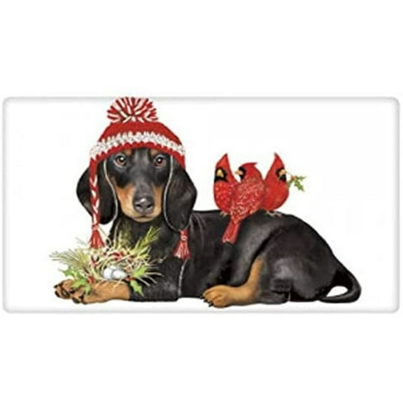 Winter Dachshund Birds Flour Sack Towel