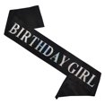 thumbnail image 1 of Faja De Cumpleaños Para Niña Con Lámina Iridiscente Plateada, Suave Faja Negra Satinada Para Mujer, Faja De Feliz Cumpleaños Para Dulces 16, 18, 21, 25, 30, 40 O Cualquier Otro Suministros De Fiesta D, 1 of 5