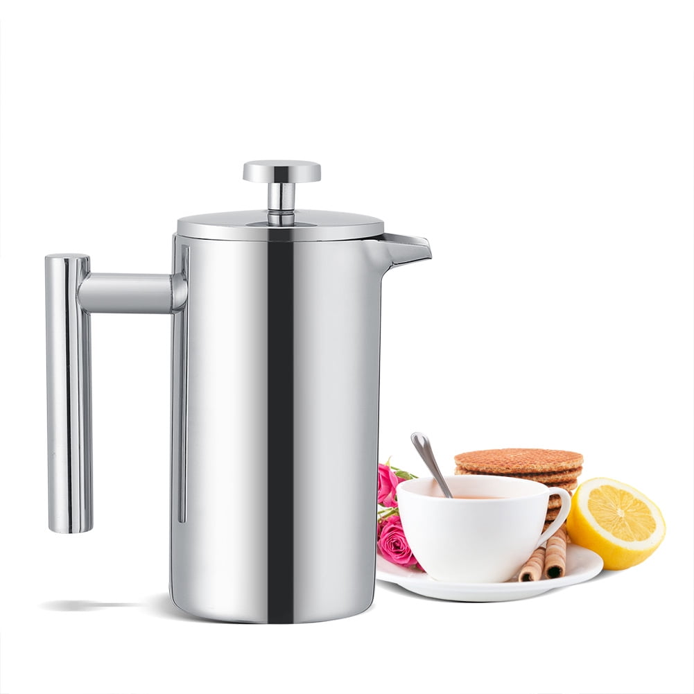 Mgaxyff Coffee Pot,350ML Double Wall Stainless Steel Coffee Maker French Press Tea Pot with