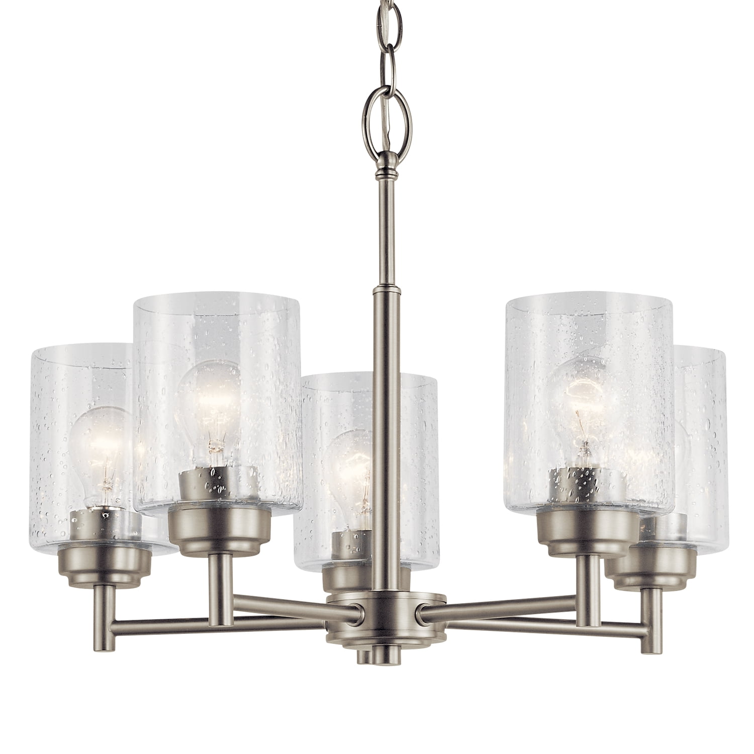 Kichler Winslow 5 Light Brushed Nickel Contemporary Chandelier with Clear Seeded Glass
