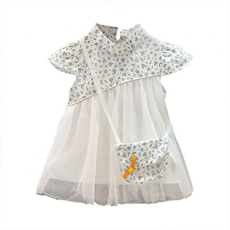 

GYRATEDREAM Toddler Baby Girl Dress Chinese Cheongsam Dress Floral Printed Tulle Layered Sundress 0-18 Months