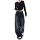 thumbnail image 2 of Pantalones vaqueros holgados de pierna ancha de cintura alta, Jeans rectos Harajuku Grunge, pantalones de mezclilla sueltos de calle de gran tamaño, moda coreana Y2k, 2 of 5