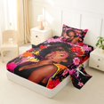 thumbnail image 2 of Castle Fairy Black Girl Chic Floral Twin Sheets 3pcs,Graffiti Splash Bedding,Pink Black,1 Fitted Sheet, 1 Flat Sheet and 1 Pillowcase, 2 of 6