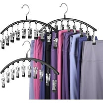 Closet Leggings Organizer, Metal Yoga Pants Hanger 3 Pack with 10 Clips to Hold 30 Pairs of Leggings, Space Saving Hanging Closet Organizer with Rubber Coating for Closet Organization and Storage
