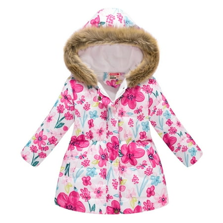 

Tagold Fall Savings Clearance Winter Coats for Toddler Baby Floral Print Jacket Parkas Hoodies Tops For Kids Winter Thick Warm Windproof Coat Outwear Jackets
