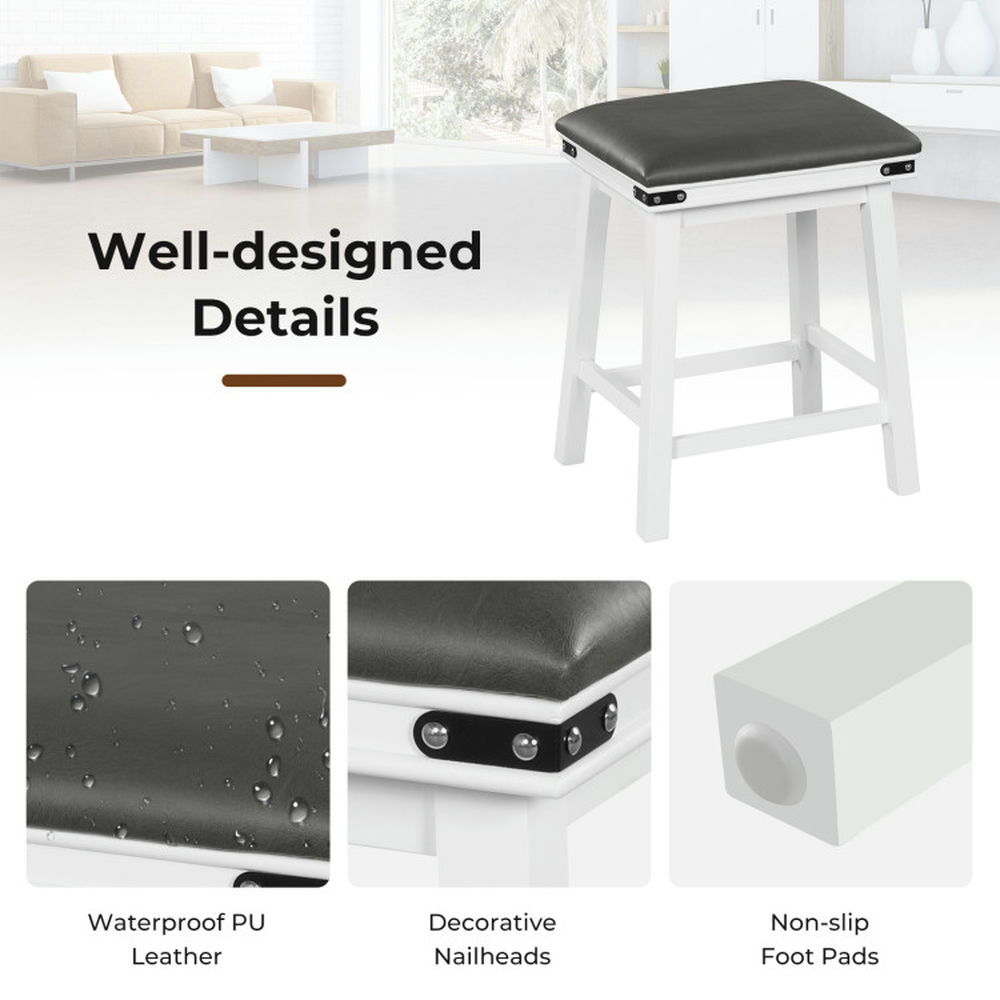 Demi Bonn 24" Set of 2 Bar Stool with Acacia Wood Frame, Modern Kitchen Dining Chair, Gray