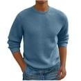 thumbnail image 1 of ameIAEA Mens Sweater Crewneck Knit Sweaters Long Sleeve Solid Color Casual Textured Pullover Sweater, 1 of 5