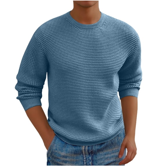 Nmnitkp Sweaters for Men Comfortable and Warm Mens Sweater Resistant to Pilling Men's Crewneck Pullover Sweater Solid Knitted Soft Long Sleeve Casual Sweater