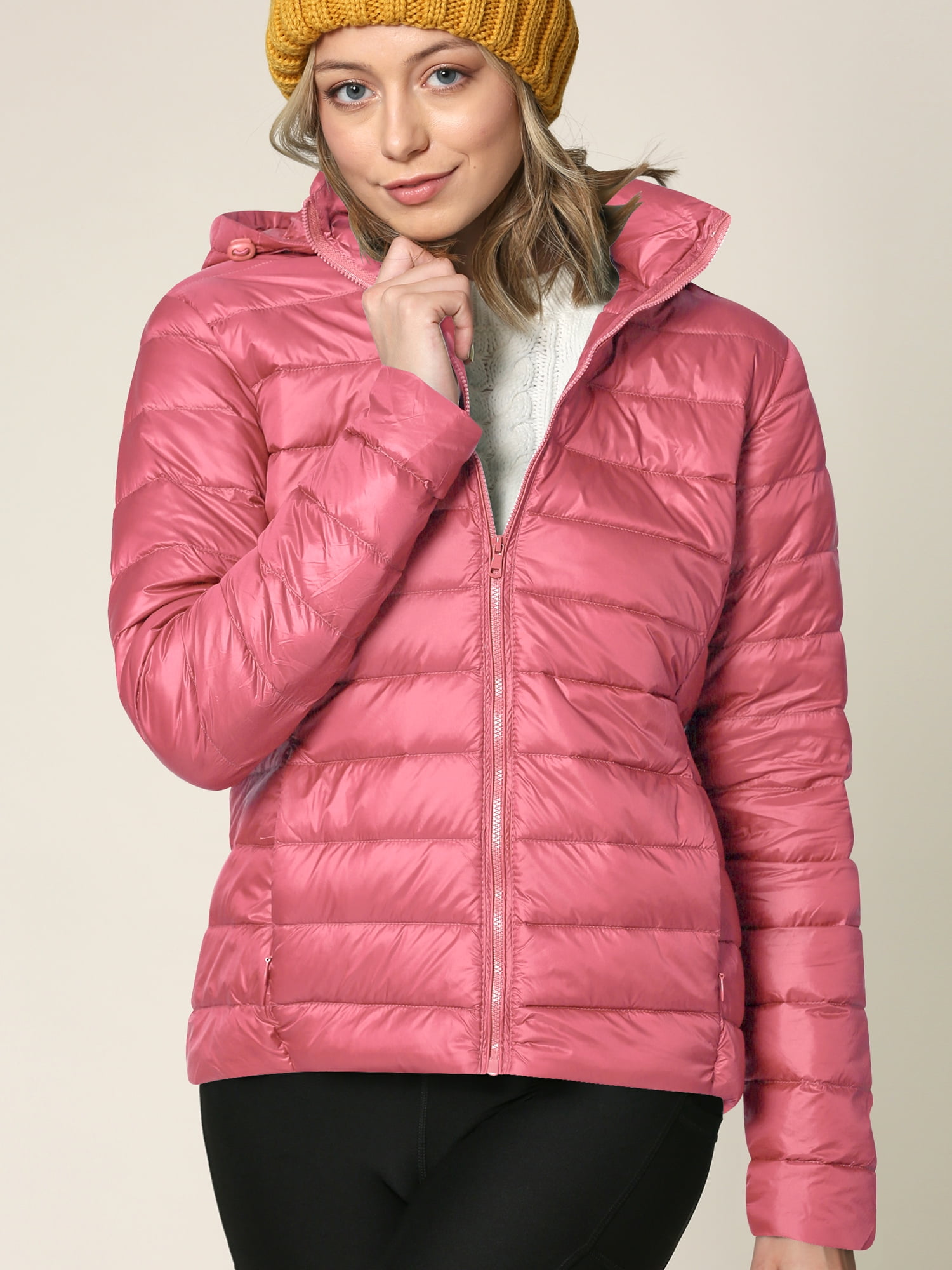Made Women's Ultra Light Weight Packable Down Jacket with Removable Hoodie S MAUVE - Walmart.com