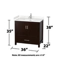 thumbnail image 4 of Wyndham Collection Sheffield 36" Solid Wood Single Bathroom Vanity in Espresso, 4 of 4