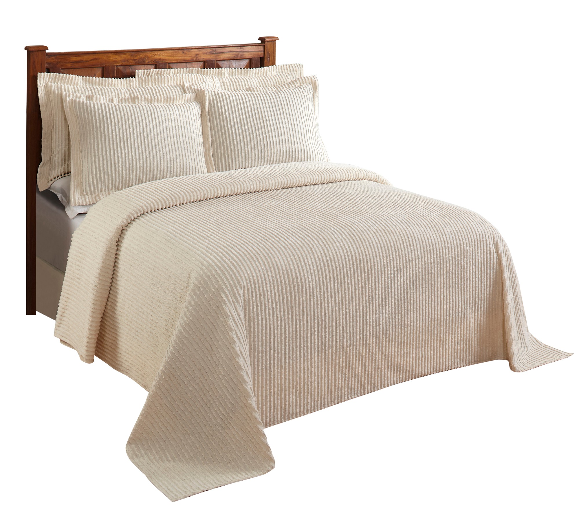 Better Trends Jullian Stripe Design 100% Cotton King Bedspread - Ivory - image 5 of 6