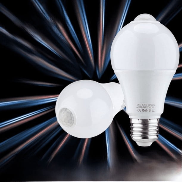 Bombilla de inducción LED con sensor de luz, bombilla infrarroja inteligente, certificación 85-265 Vpc, tamaño compacto E27, diseño de eficiencia energética
