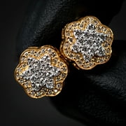 VVS Lab Grown Diamond 14K Yellow Gold Flower Cluster 0.86Ct Stud Earrings