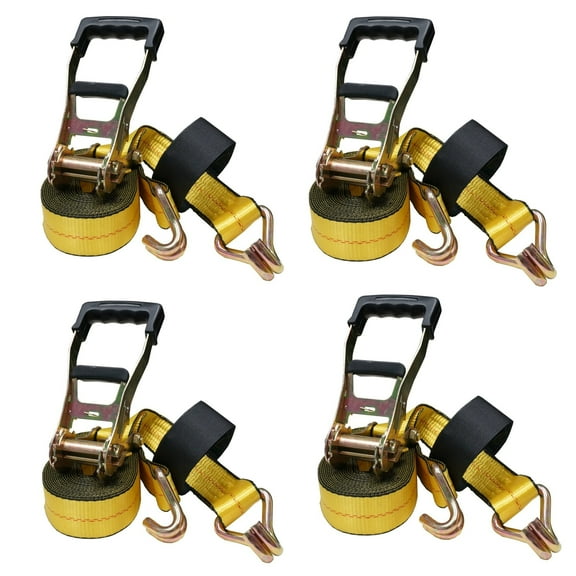 4PK 2in x 27ft Ratchet Tie Down Straps with DJ Hook 3,333lbs WLL 10,000 lbs BS Heavy Duty Padded Handle