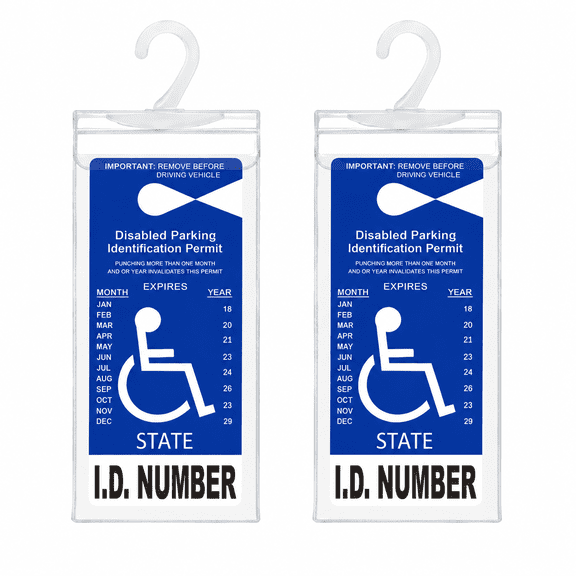 2 Pack Clear Plastic Handicap Parking Placard Holder, Universal Disabled Permit Protector Sleeve with Hanging Hook for Car Rearview Mirror