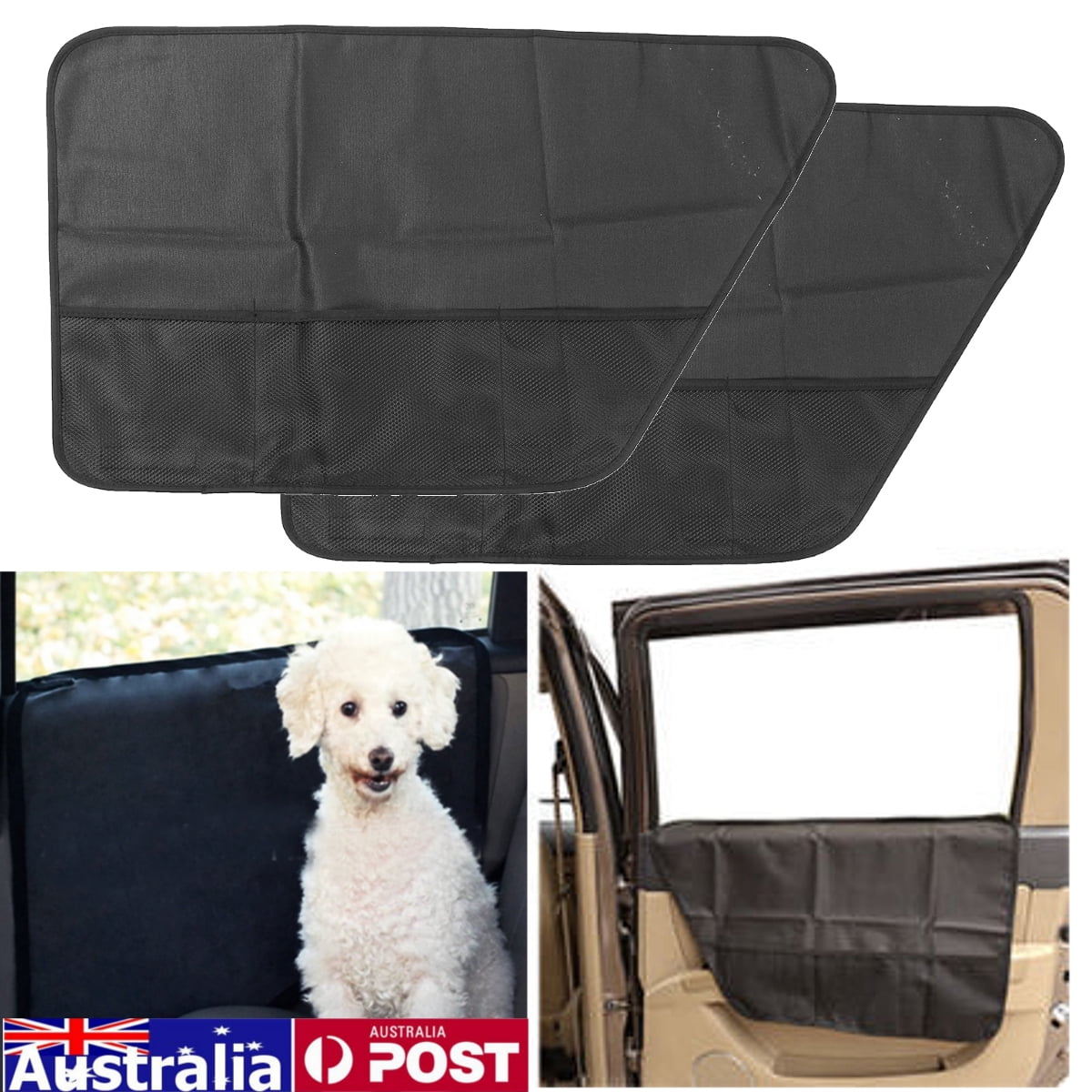 2Pcs Dog Car Pet Door Cover Protector Waterproof Travel Window Seat