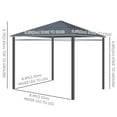 thumbnail image 3 of Outsunny Toit de Gazebo Rigi 3 m x 3 m, Belvédère de Terrasse Extérieure, Gris Foncé, 3 of 10
