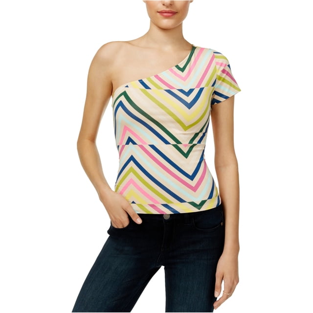 GUESS Blusa floral de un hombro para mujer, multicolor, grande Guess Un hombro